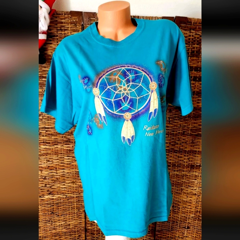 Vintage Retro 90's Ruidoso New Mexico Puff Paint Dream Catcher T-Shirt  Tee Sz L